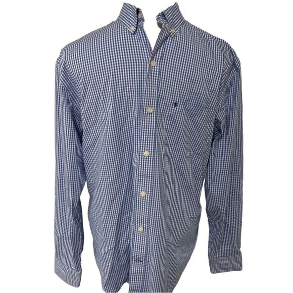 Izod Blue and White No Iron Stretch Button Down Shirt Sz S - Picture 1 of 5